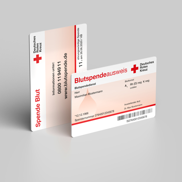 Den roten Blutspndeausweis bekommen alle Erstspender/innen  und behalten ihn bis zur 24. Spende.